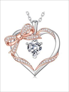 Iefil Sterling Silver Heart Birthstone Pendant Necklace for Women